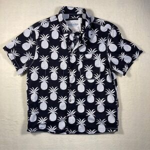 California Cowboy Black Tropical Pineapple short sleve shirt large button down